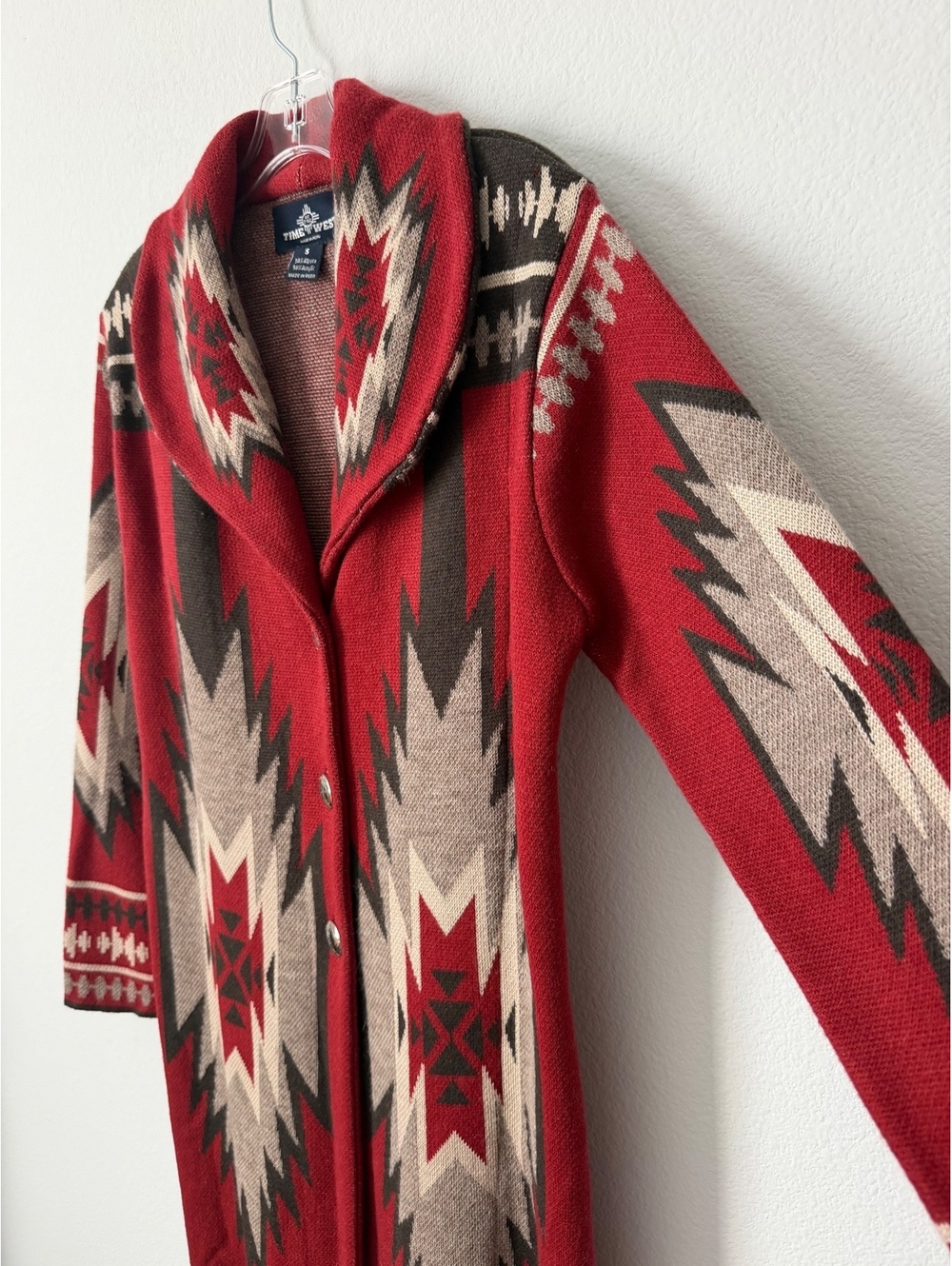Time of the West Long Sleeve Button Up Southwestern Cardigan Sweater Size S - Picture 4 of 7